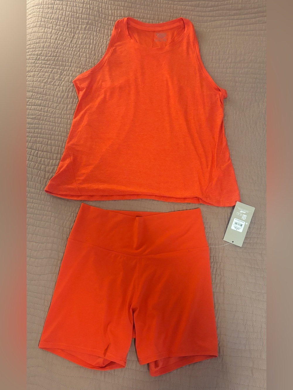 Orange Set - Avia SoftSculpt Bike Short/Athletic Works Butter CoreTank Sz L NWT